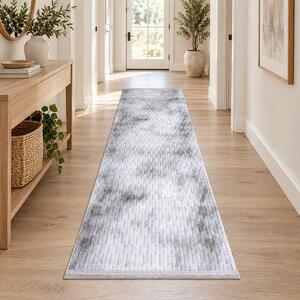 Traversa hol antiderapanta, 80x300 cm, Welsoft, model abstract gri, TRV4232