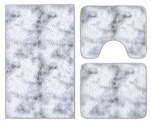 Set covoare baie antiderapante, 3 piese, model abstract, gri, CBA424
