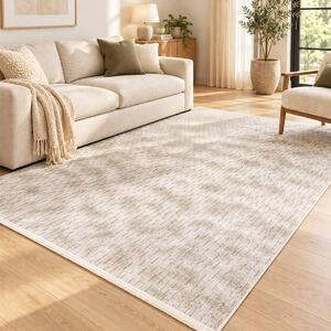 Covor camera antiderapant Welsoft Plus, model abstract, bej-taupe, diverse marimi
