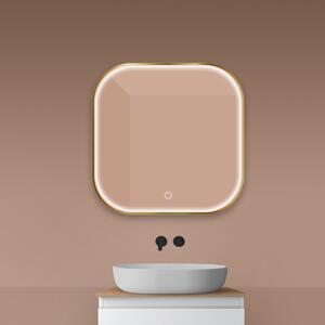 Oltens Nordlis oglindă 80x80 cm pătrat cu iluminare cu covoraș de încălzire auriu 64122810