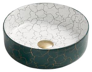 Lavoar baie rotund pe blat, verde cu ventil inclus, Special Foglia Verde