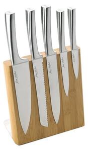 Set 5 cuțite din inox cu suport magnetic Jean Dubost Meteor Bamboo