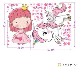 Autocolant - Prințesă și unicorn