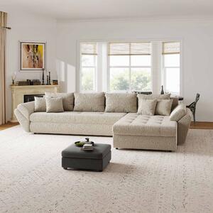 Colțar extensibil dumonde cu ladă de depozitare si sezut confortabil din spuma high-density, Loana XL Jaguar Bej II 335x185 cm