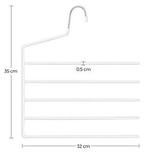 Set de 4 umerase cu 5 bare din metal, Songmics, Alb, 35x0.5x32 cm