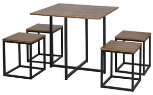 HomCom set masa si scaune, stil industrial, 5 piese, negru | AOSOM RO