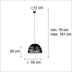 Lampă suspendată rurală din bambus 55 cm - Cane Magna