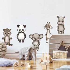 INSPIO-Autocolant textil - Animale drăguțe în nuanțe pământii și stil scandinav