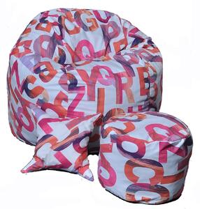 Set Fotoliu King Size cu Otoman (suport picioare) si Perna, Material Textil - Scarlet Letters