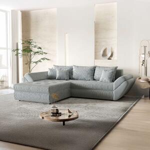Colțar extensibil dumonde cu ladă de depozitare si sezut confortabil din spuma high-density, Loana Zoom Grey 270x185 cm