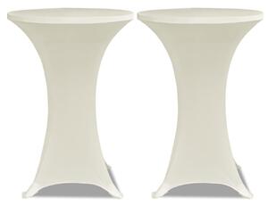 Husă de masă cu picior Ø60 cm, 2 buc., crem, elastic