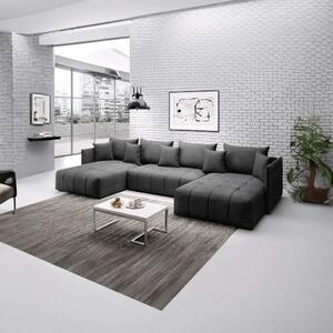 Colțar extensibil dumonde cu ladă de depozitare si sezut confortabil din spuma high-density, Malta U Enjoy Grafit 360x185 cm