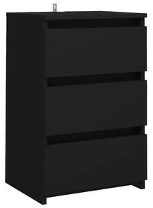 Noptieră, negru, 40x35x62,5 cm, lemn compozit