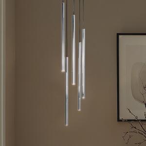 SIGMA Lampă suspendată Sopel Lux, 5 becuri, rotundă, negru/argintiu, G9, reglabil, Gri, Camera de zi / sufragerie, Metal, Modern