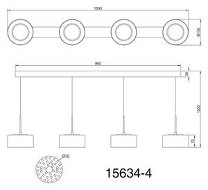 Lustră LED pe cablu Globo 15634-4 FOGSY 4xLED/8W/230V