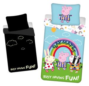 Lenjerie de pat din bumbac care lumineaza PEPPA PIG colorata Dimensiune lenjerie de pat: 70 x 90 cm | 140 x 200 cm