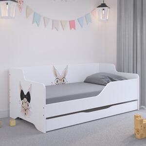 Pat pentru copii cu un iepuraș adorabil 160x80 cm