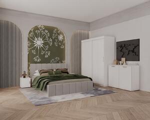 Set Dormitor Alex, 160x200cm, Gri deschis + Alb, Pal 18 mm