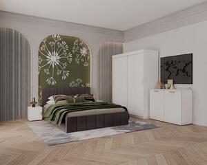 Set Dormitor Alex, 160x200cm, Gri inchis + Alb, Pal 18 mm