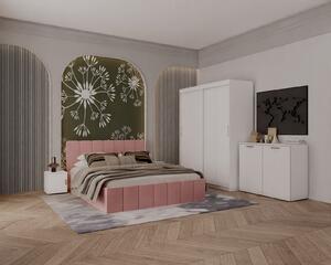 Set Dormitor Alex, 160x200cm, Roz + Alb, Pal 18 mm
