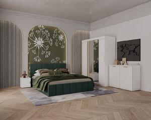 Set Dormitor Alex cu oglinda, 160x200cm, Verde + Alb, Pal 18 mm
