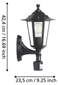 Aplică de exterior cu senzor LATERNA 1xE27/60W neagră EGLO 22469