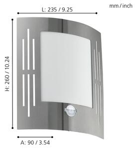 EGLO 88144 - Senzor Corp de iluminat perete exterior CITY 1xE27/15W