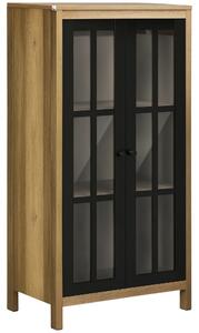 HOMCOM Dulap pentru Bucătărie Modern cu Uși din Sticlă, Ideal pentru Sufragerie și Birou, Design Contemporan, Maro | Aosom Romania