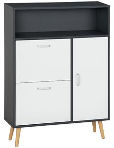 HOMCOM Pantofar Spațios cu 2 Uși Rabatabile și Raft Deschis, Design Modern, Gri și Alb | Aosom Romania