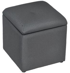 HOMCOM Bancă cu Spațiu de Depozitare Tip Ottoman, Tapițată cu Țesătură Respirabilă, 39x39x39 cm, Gri | Aosom Romania