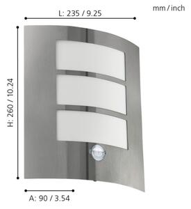 EGLO 88142 - Corp de iluminat perete exterior cu senzor CITY 1xE27/15W