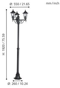 EGLO 22145 - Corp de iluminat exterior LATERNA 4 3xE27/60W/230V
