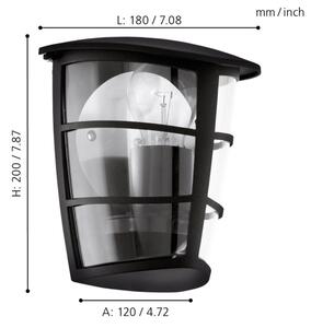 Eglo 93407 - Aplică perete exterior ALORIA 1xE27/60W/230V