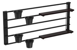 Raft de perete cu ghivece de flori și iluminare LED SHELF 50x118 cm negru