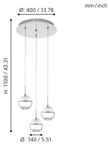 Eglo 93709 - LED Lustra MONTEFIO 1 3xLED/5W/230V
