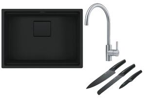 Set chiuvetă din granit Franke Kanon 125.0721.150, baterie bucătărie Franke Eos 115.0590.044, 112.0545.792
