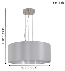 Eglo 31606 - Lustră suspendată pe cablu MASERLO 3xE27/60W/230V
