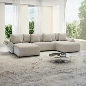 Colțar extensibil dumonde cu ladă de depozitare si sezut confortabil din spuma high-density, Berlin U Enjoy Bej 400x185 cm