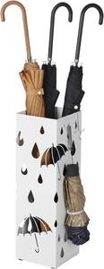 Suport metalic pentru umbrele, Songmics, Alb, 15.5 x 15.5 x 49 cm