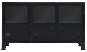 Servantă, stil industrial, negru, 120 x 35 x 70 cm, metal