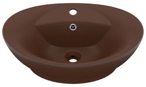 Chiuvetă lux, preaplin maro închis mat 58,5x39 cm ceramică oval