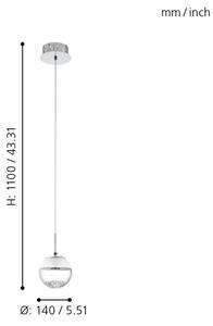 Eglo 93708 - Lampă suspendată MONTEFIO 1 LED/5W/230V