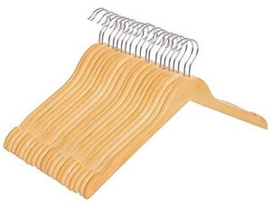 Set de 20 umerase din lemn, Songmics, Natural-Argintiu, 44.5x23x1.2 cm