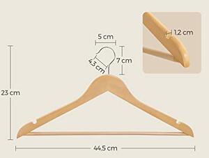 Set de 10 umerase din lemn, Songmics, Natural-Argintiu, 44.5x23x1.2 cm