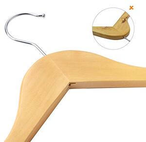 Set de 20 umerase din lemn, Songmics, Natural-Argintiu, 44.5x23x1.2 cm
