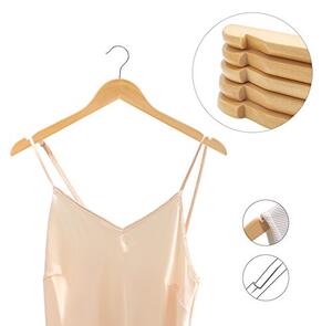 Set de 20 umerase din lemn, Songmics, Natural-Argintiu, 44.5x23x1.2 cm