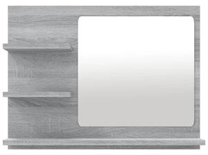 Oglindă de baie, gri sonoma, 60x10,5x45 cm, lemn compozit