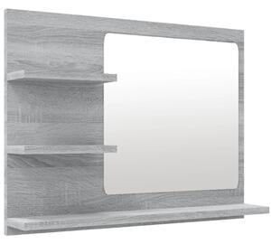 Oglindă de baie, gri sonoma, 60x10,5x45 cm, lemn compozit