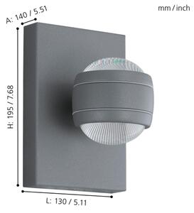 Aplică LED de exterior Eglo 94796 SESIMBA 2xLED/3,7W/230V IP44