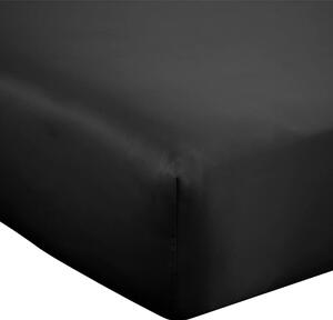 Cearceaf negru din satin cu elastic 135x190 cm Silky Soft – Catherine Lansfield
